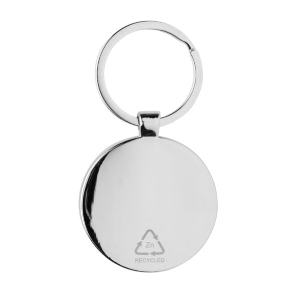 RCS recycled zinc alloy round keychain with bamboo - Image 3