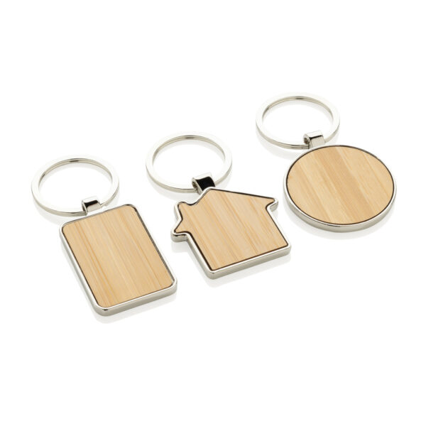 RCS recycled zinc alloy round keychain with bamboo - Image 7