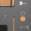 RCS recycled zinc alloy round keychain with bamboo - Image 8