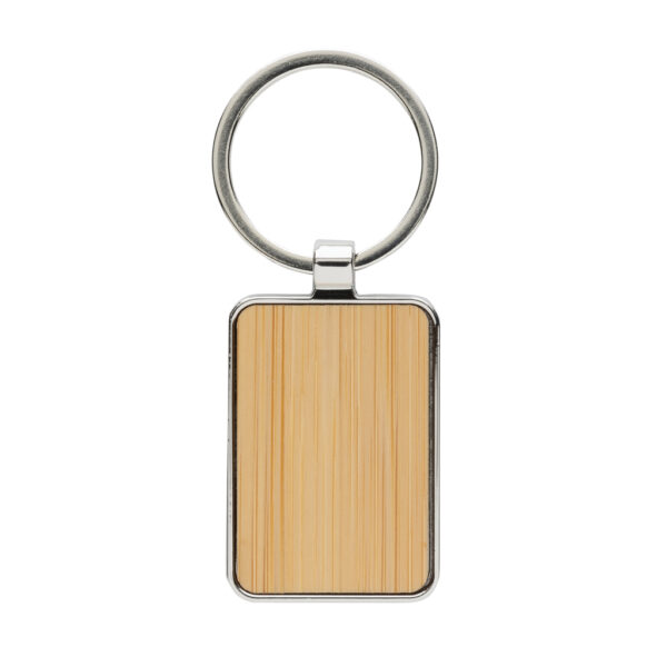 RCS recycled zinc alloy rectangle keychain with bamboo - Image 2