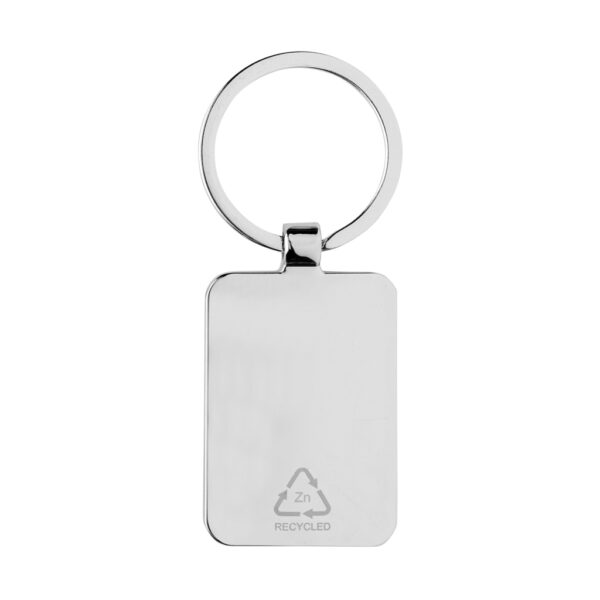 RCS recycled zinc alloy rectangle keychain with bamboo - Image 3