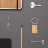 RCS recycled zinc alloy rectangle keychain with bamboo - Image 8