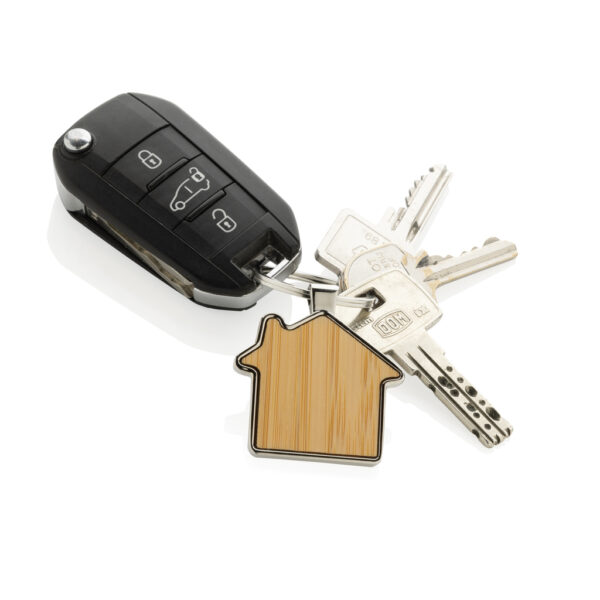 RCS recycled zinc alloy house keychain with bamboo - Image 4