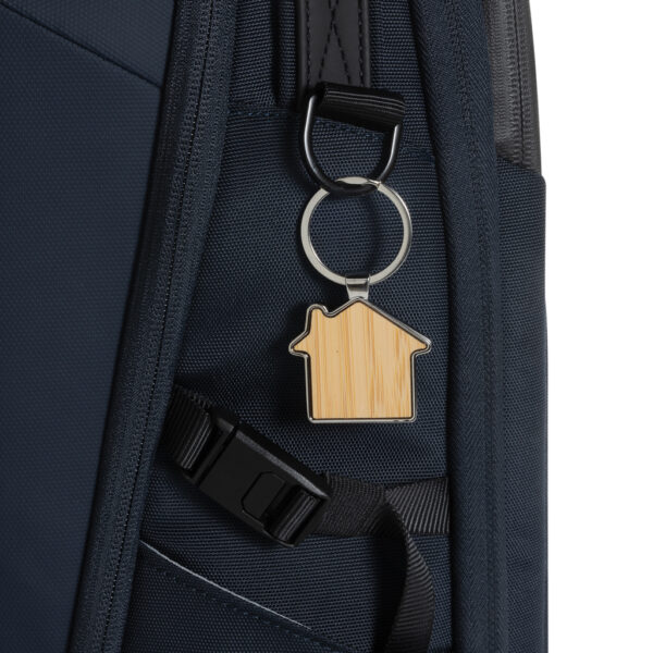 RCS recycled zinc alloy house keychain with bamboo - Image 5