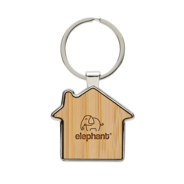 RCS recycled zinc alloy house keychain with bamboo - Image 6