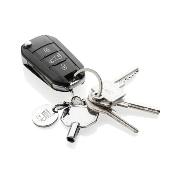 RCS recycled zinc alloy radiator key keychain with coin - Image 4