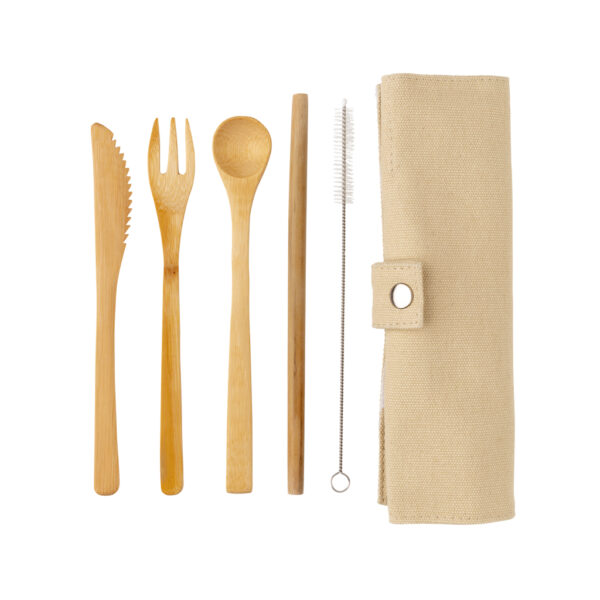 Reusable bamboo travel cutlery set - Image 4