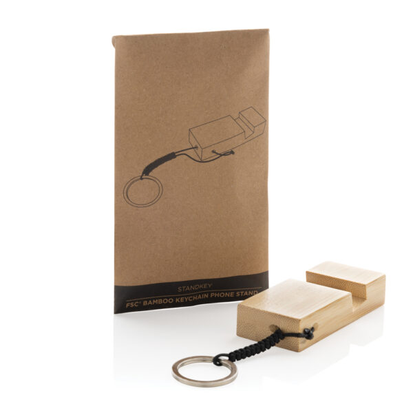 Standkey bamboo keychain phone stand - Image 10