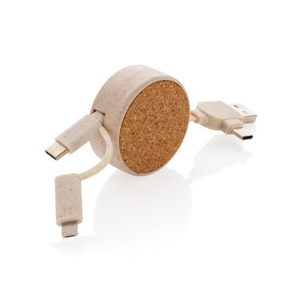 Cork and Wheat 6-in-1 retractable cable - Image 2