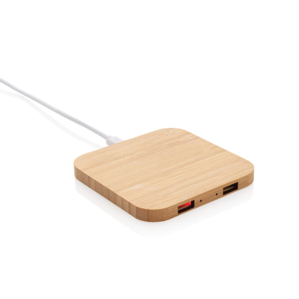 Bamboo 5W wireless charger with USB - Image 2