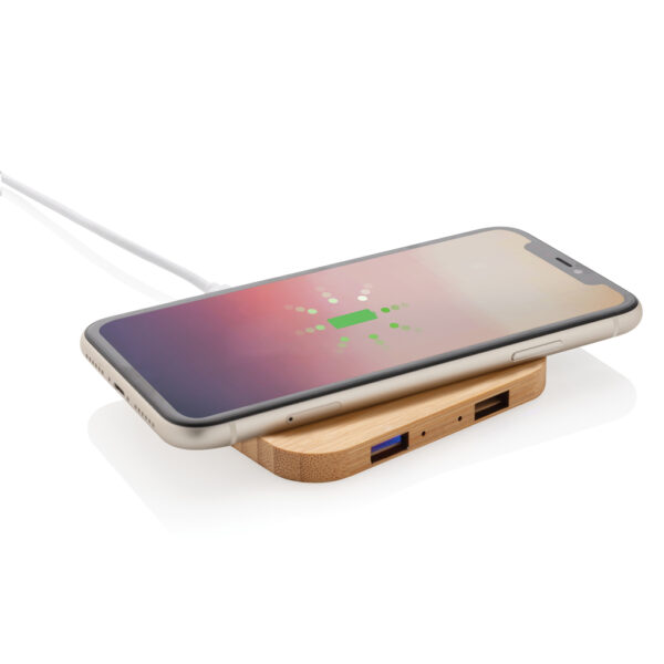 Bamboo 5W wireless charger with USB - Image 3