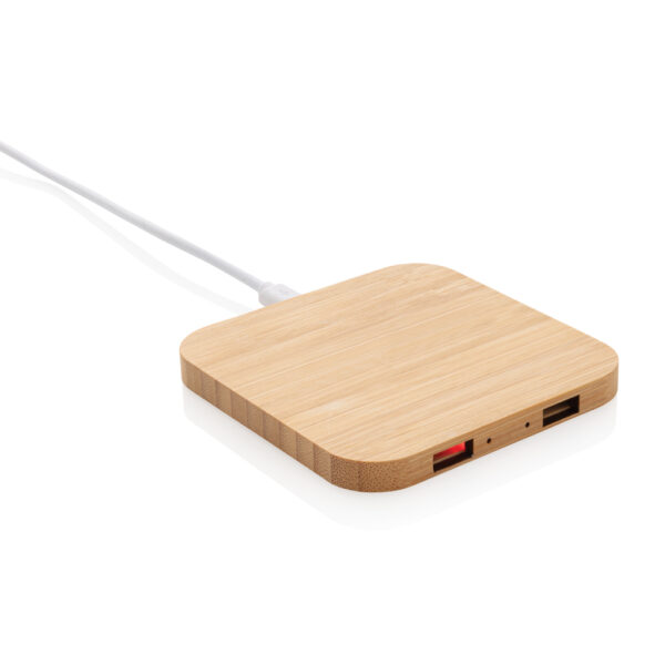 Bamboo 5W wireless charger with USB - Image 6