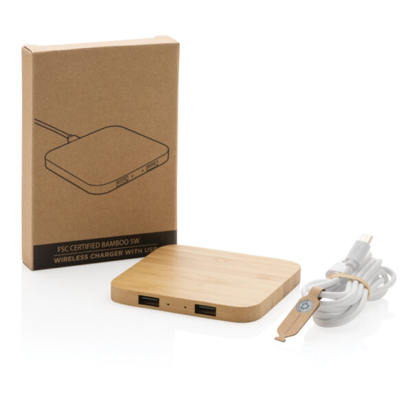 Bamboo 5W wireless charger with USB - Image 10