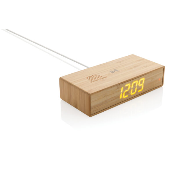 Bamboo alarm clock with 5W wireless charger - Image 8