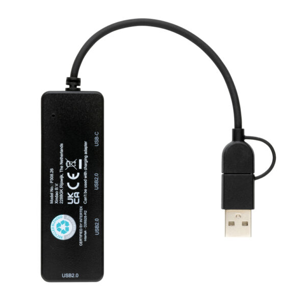 RCS recycled plastic USB hub with dual input - Image 4