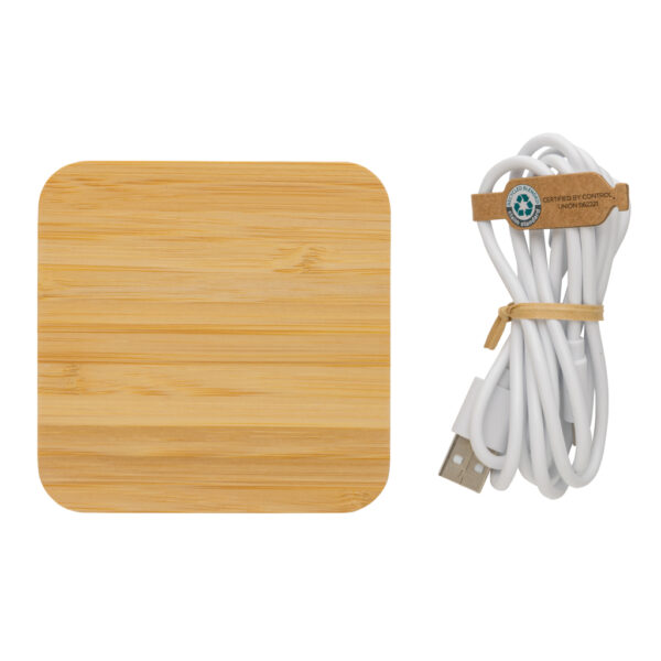 Bamboo 10W wireless charger with USB - Image 4