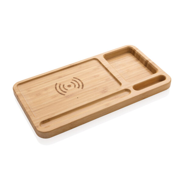 Bamboo desk organiser 10W wireless charger - Image 2