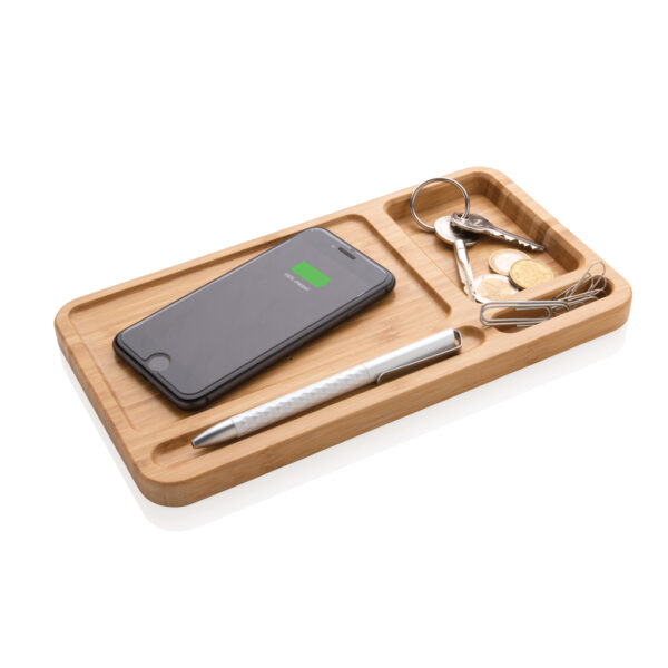 Bamboo desk organiser 10W wireless charger - Image 3