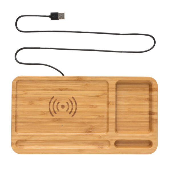 Bamboo desk organiser 10W wireless charger - Image 4