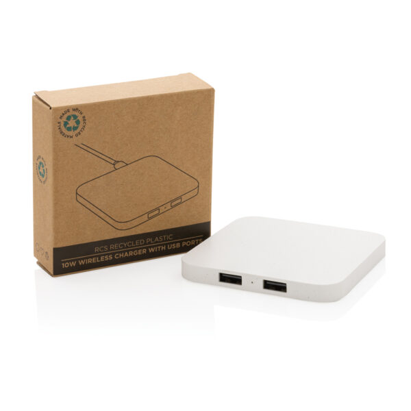 RCS recycled plastic 10W Wireless charger with USB Ports - Image 10