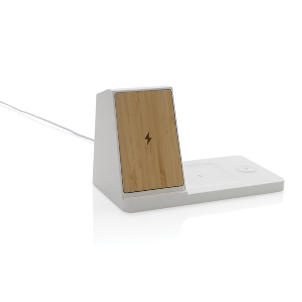 Ontario recycled plastic & bamboo 3-in-1 wireless charger - Image 2