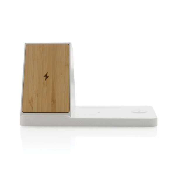 Ontario recycled plastic & bamboo 3-in-1 wireless charger - Image 5