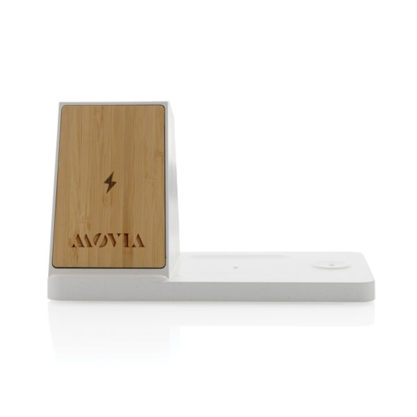 Ontario recycled plastic & bamboo 3-in-1 wireless charger - Image 8