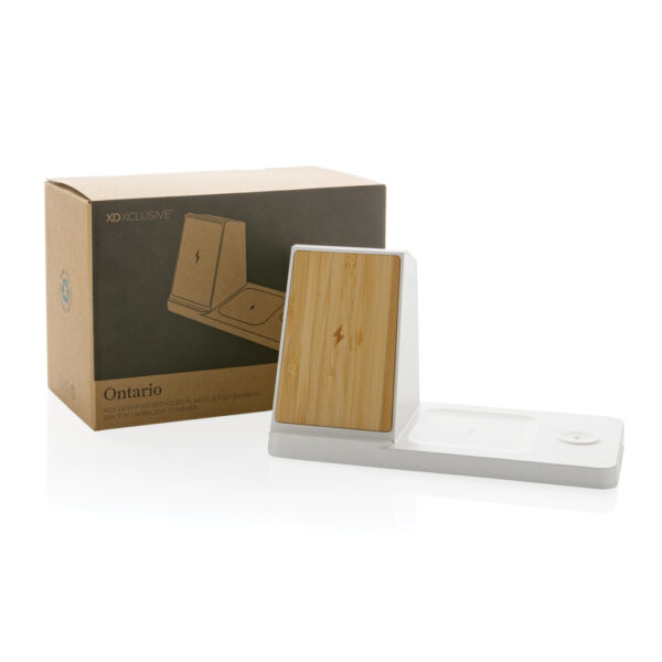 Ontario recycled plastic & bamboo 3-in-1 wireless charger - Image 11