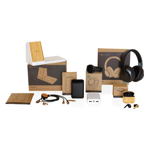 Ontario recycled plastic & bamboo 3-in-1 wireless charger - Image 13