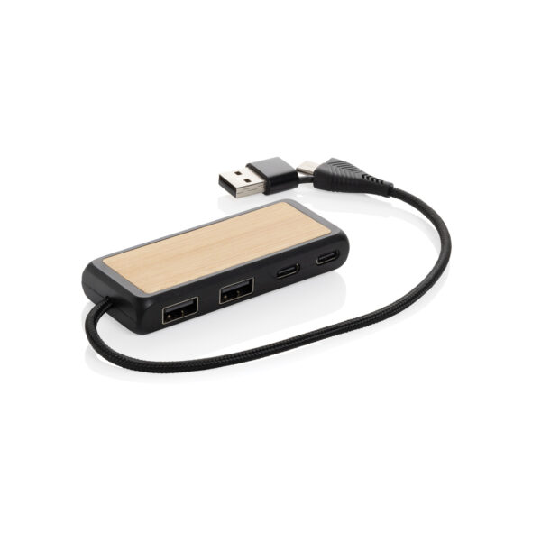 Link RCS recycled plastic and bamboo dual Input USB hub - Image 2