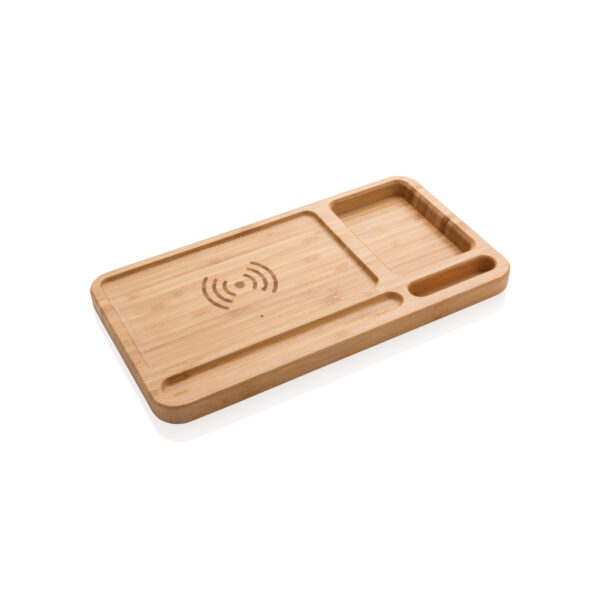 Bamboo desk organiser 5W wireless charger - Image 2