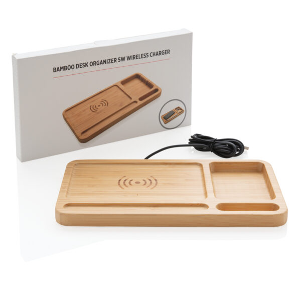 Bamboo desk organiser 5W wireless charger - Image 10