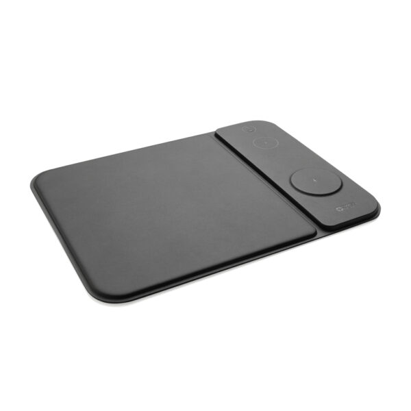 Swiss peak RCS recycled PU 15W 3 in 1 charging mousepad - Image 2