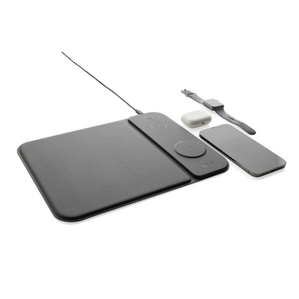 Swiss peak RCS recycled PU 15W 3 in 1 charging mousepad - Image 7