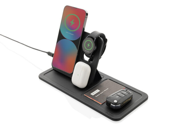 Swiss Peak 3 in 1 RCS recycled PU wireless charger desk tray - Image 3