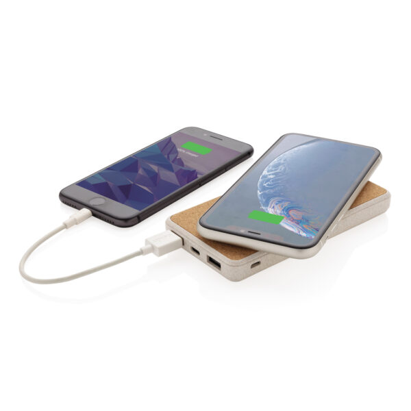 Cork and Wheat Straw 8.000 mAh 5W wireless powerbank - Image 6