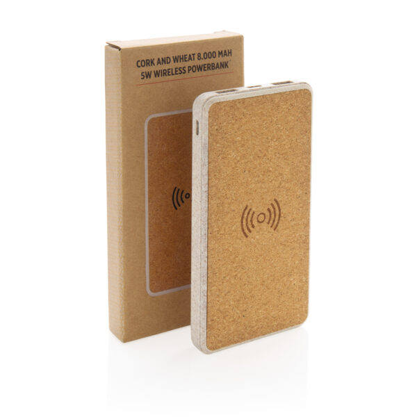 Cork and Wheat Straw 8.000 mAh 5W wireless powerbank - Image 11