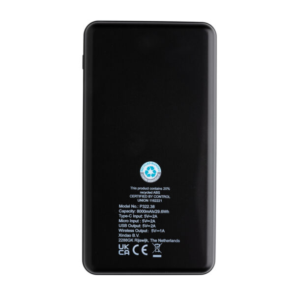 RCS recycled plastic 8000 mAh Wireless Powerbank - Image 6