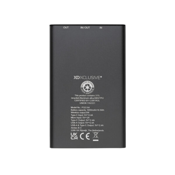 Terra RCS recycled aluminium 5000 mAh powerbank 5W wireless - Image 8