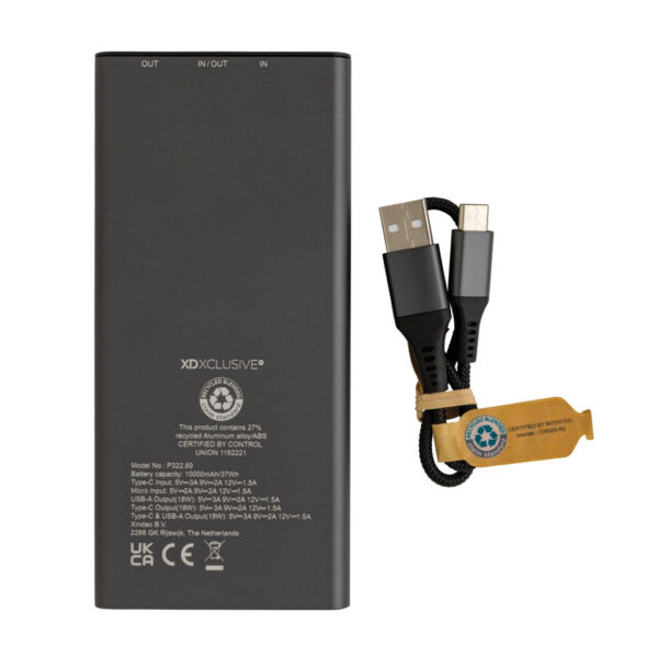 Terra RCS recycled 18W aluminium powerbank 10.000 mAh - Image 6