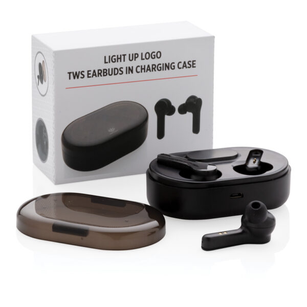 Light up logo TWS earbuds in charging case - Image 13