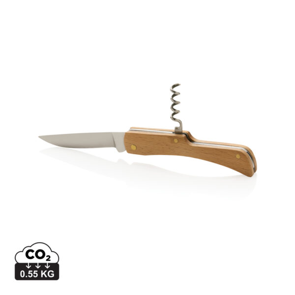 Wooden knife with bottle opener