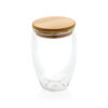 Double wall borosilicate glass with bamboo lid 350ml - Image 2