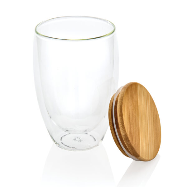 Double wall borosilicate glass with bamboo lid 350ml - Image 4