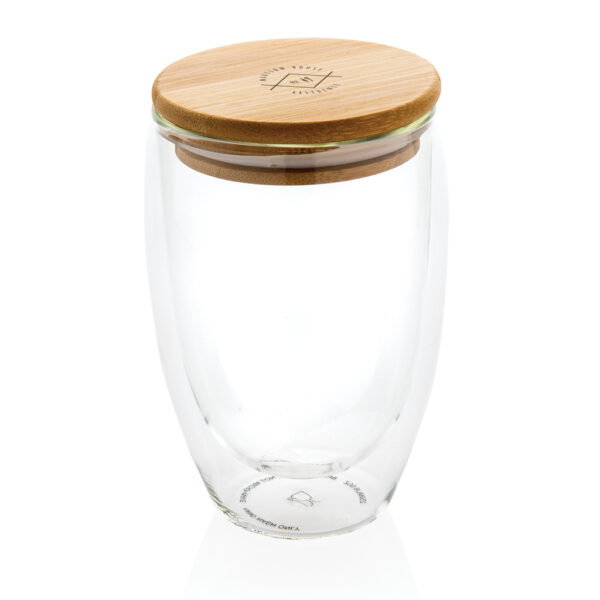 Double wall borosilicate glass with bamboo lid 350ml - Image 7