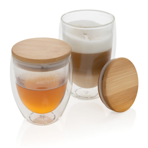 Double wall borosilicate glass with bamboo lid 350ml - Image 8