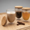 Double wall borosilicate glass with bamboo lid 350ml - Image 9