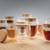 Double wall borosilicate glass with bamboo lid 350ml - Image 10