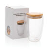Double wall borosilicate glass with bamboo lid 350ml - Image 11