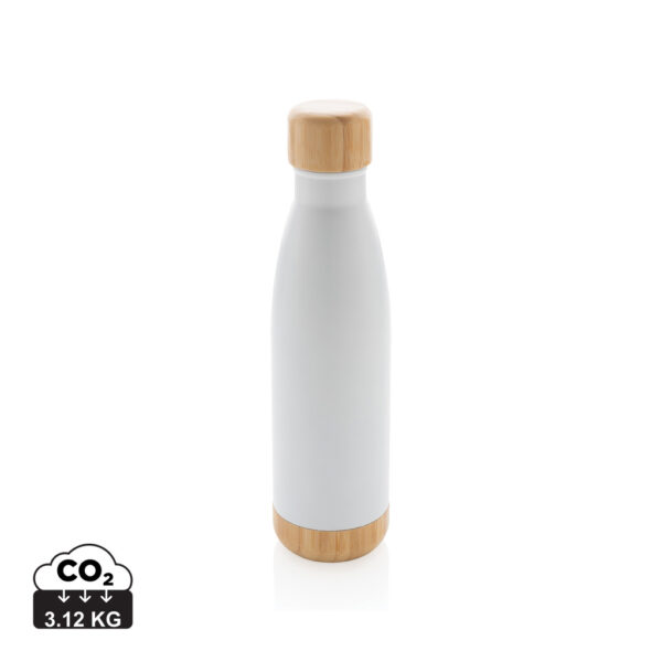 Vacuum stainless steel bottle with bamboo lid and bottom - Image 2